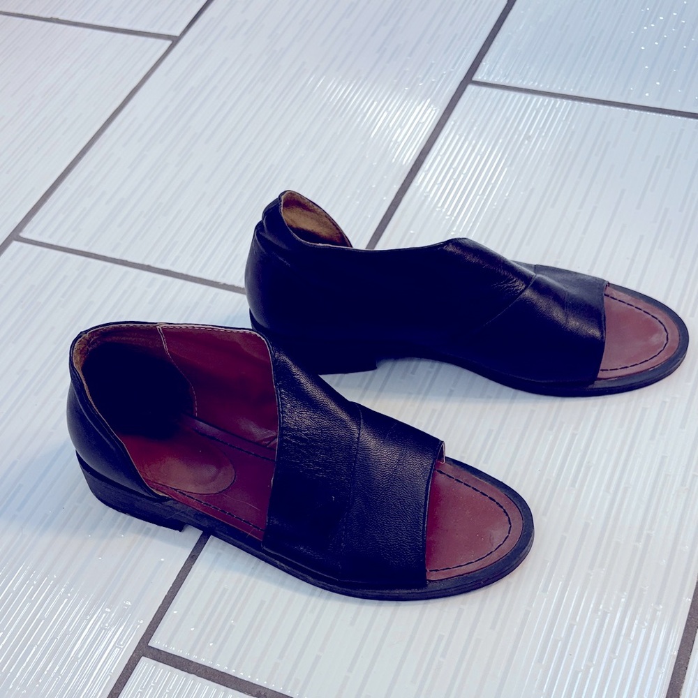 Women’s Black Leather Slip-On Shoes